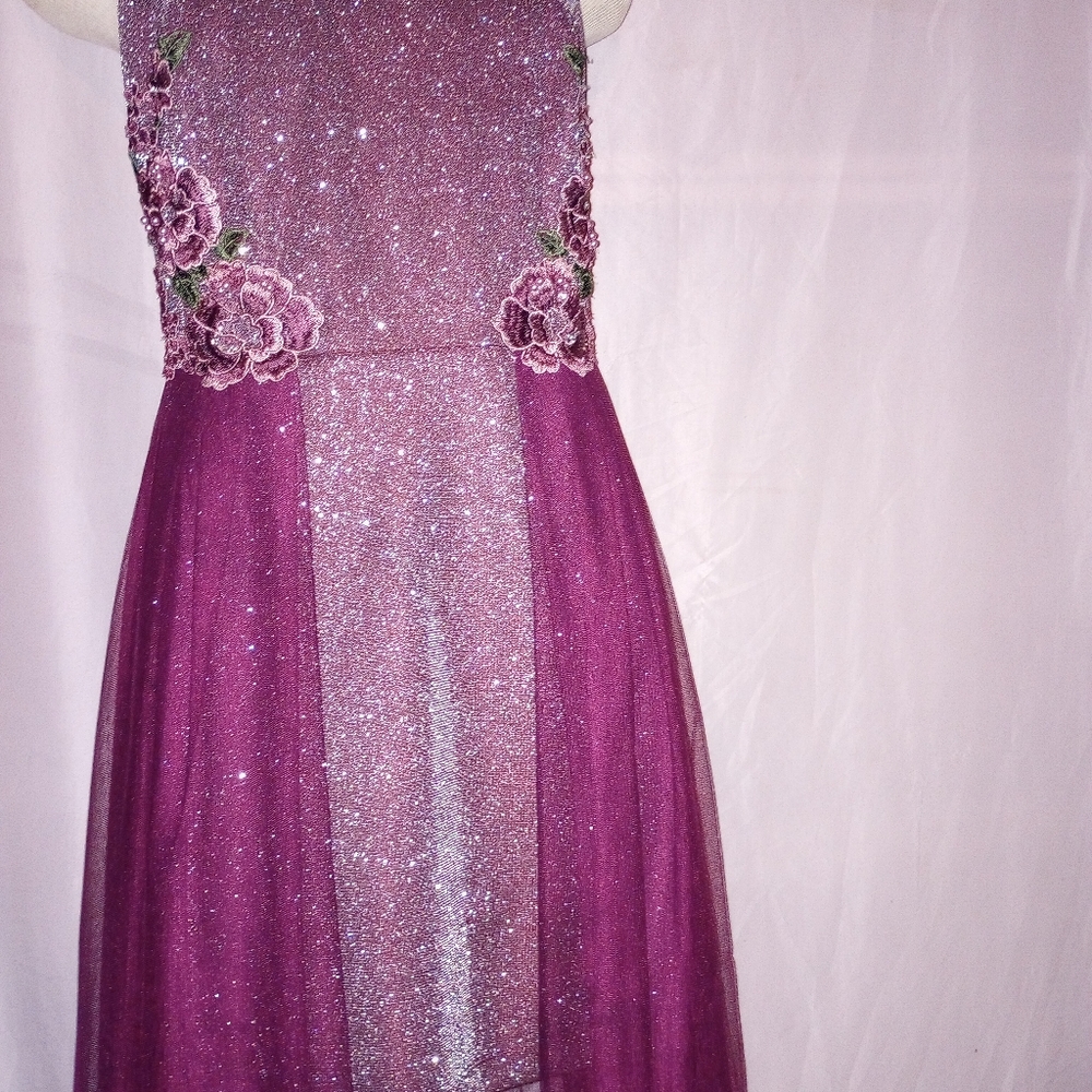 Social Couture Plum Sparkly Formal Dress Size 9/10 - Picture 14 of 16